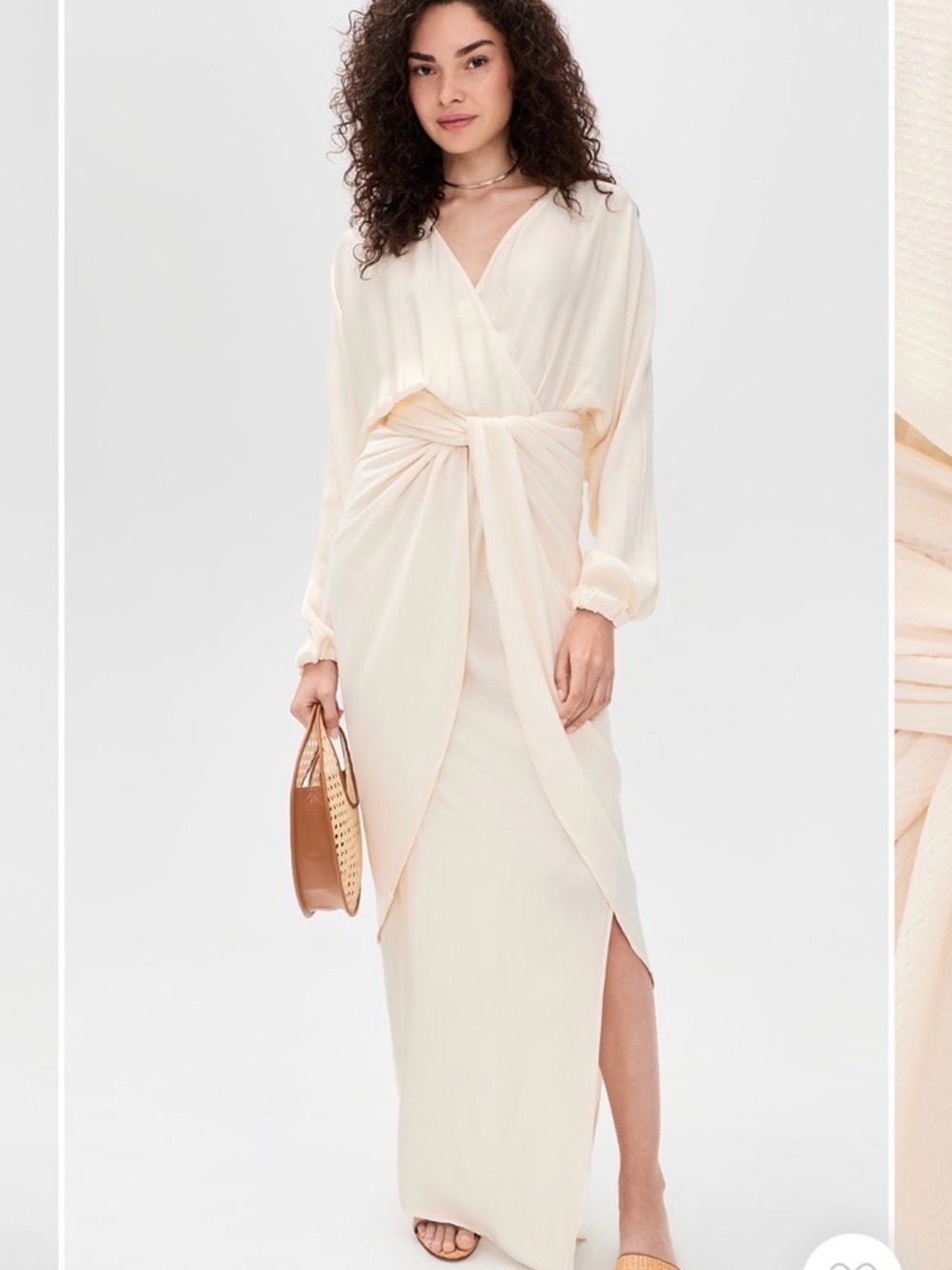 Baobab Collection Cream Twist-Front Long Sleeve Maxi Dress